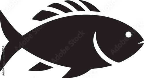 Minimal Black Fish Logo Vector – Silhouette Icon for Seafood and Fishing Brand Design