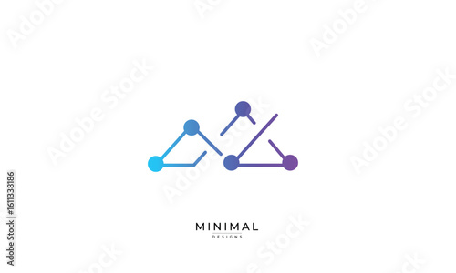 Minimal mountain logo with digital network lines, a tech inspired vector symbol for data, connectivity, and modern innovation