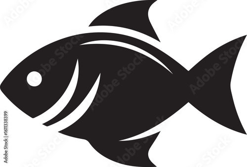 Minimal Black Fish Logo Vector – Silhouette Icon for Seafood and Fishing Brand Design