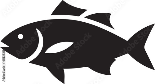 Minimal Black Fish Logo Vector – Silhouette Icon for Seafood and Fishing Brand Design
