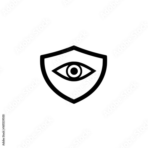 Shield with eye icon symbolizing vigilant security protection surveillance and privacy defense

