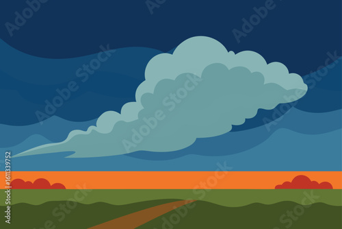 distant storm over open field
