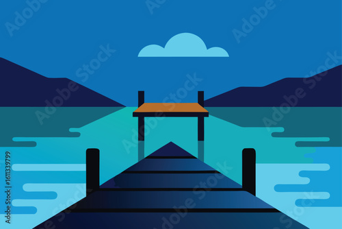 dock extending into still lake