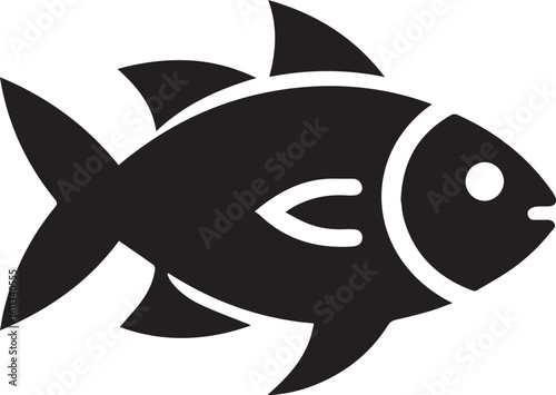 Minimal Black Fish Logo Vector – Silhouette Icon for Seafood and Fishing Brand Design