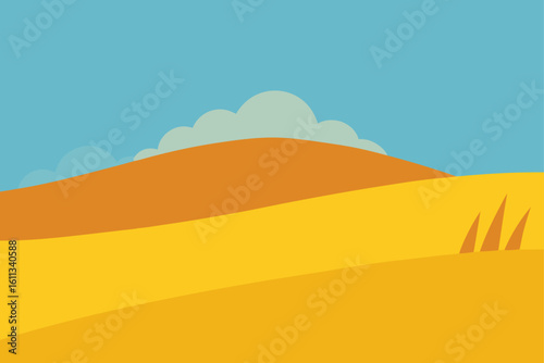 golden field beneath hilltop