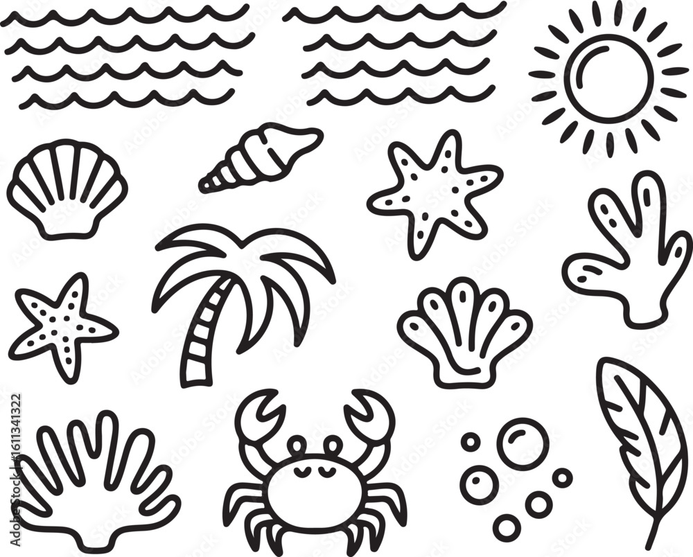 Naklejka premium Palm Tree and Shell Clipart Bundle