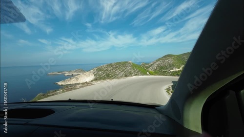 video from a car window on the road in Zakynthos