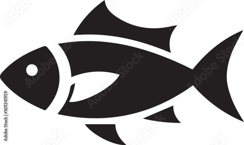 Minimal Black Fish Logo Vector – Silhouette Icon for Seafood and Fishing Brand Design