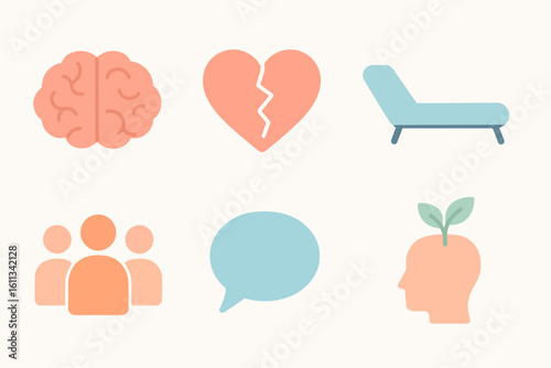  Mental Health Awareness Vector Set – Wellness and Support Icons