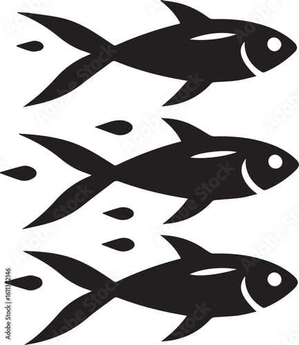 Minimal Black Fish Logo Vector – Silhouette Icon for Seafood and Fishing Brand Design