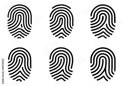 Six fingerprint impressions in a grid pattern