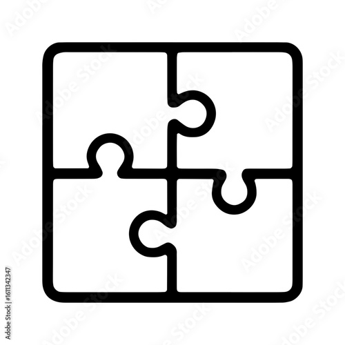 Four piece jigsaw puzzle outline in simple style