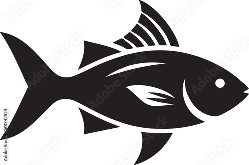 Minimal Black Fish Logo Vector – Silhouette Icon for Seafood and Fishing Brand Design