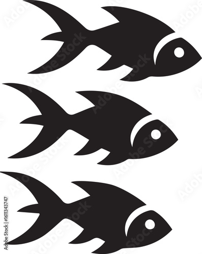 Minimal Black Fish Logo Vector – Silhouette Icon for Seafood and Fishing Brand Design