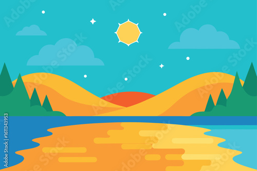 shimmering lake in summer heat