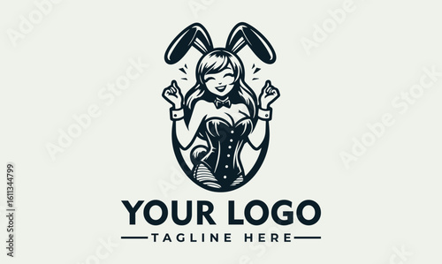 A smiling woman in a bunny costume, giving a gesture of excitement.