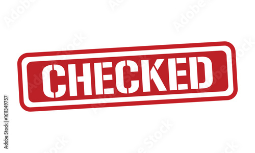 CHECKED red stamp text vector, rubber stamp