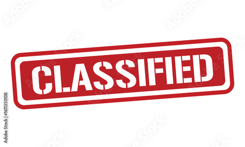 CLASSIFIED red stamp text vector, rubber stamp