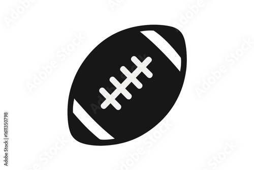 American football ball icon silhouette. Flat rugby sports equipment symbol for mobile app button, web UI, infographic. Isolated vector illustration on transparent background