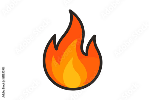 Three tongue orange red yellow flame icon vector illustration isolated on transparent background, fiery heat symbol, abstract campfire blaze, modern minimal fire logo design concept for web app UI