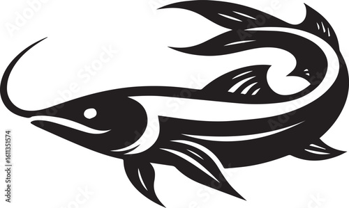 Minimal Black Fish Logo Vector – Silhouette Icon for Seafood and Fishing Brand Design