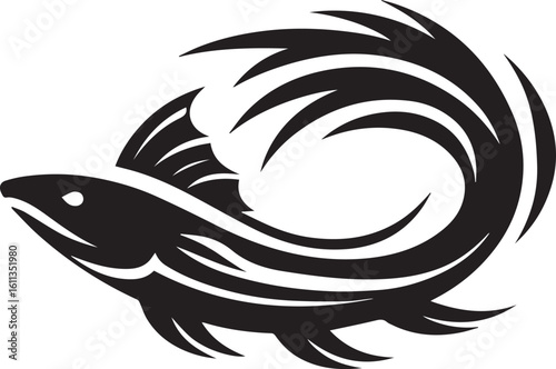 Minimal Black Fish Logo Vector – Silhouette Icon for Seafood and Fishing Brand Design