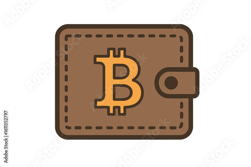 Bitcoin wallet line icon cryptocurrency digital money symbol vector illustration for app UI website design finance blockchain virtual payment secure storage