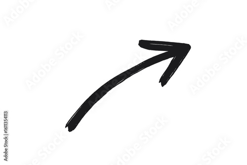 Hand drawn black arrow pointing right direction brush painted stroke vector illustration design element graphic resource transparent background artistic handmade curved