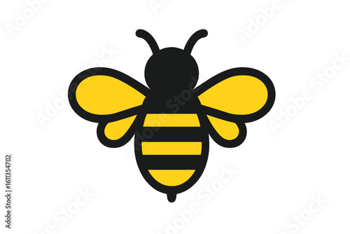 Simple honey bee icon yellow black bumblebee symbol vector illustration clipart logo design insect nature pollinator minimal graphic element mascot emblem badge