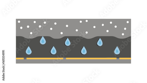 Road surface water drainage system diagram for civil engineering and construction projects design detail