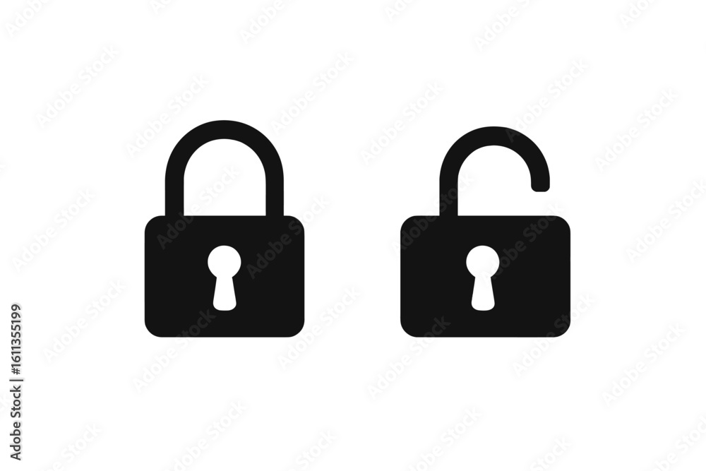 Lock unlock icon set. Security privacy padlock symbols. UI UX interface elements. App website design. Authentication access control. Vector illustration isolated Lock unlock icon set. Security privacy padlock symbols. UI UX interface elements. App website design. Authentication access control. Vector illustration isolated