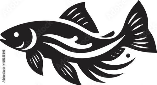 Minimal Black Fish Logo Vector – Silhouette Icon for Seafood and Fishing Brand Design