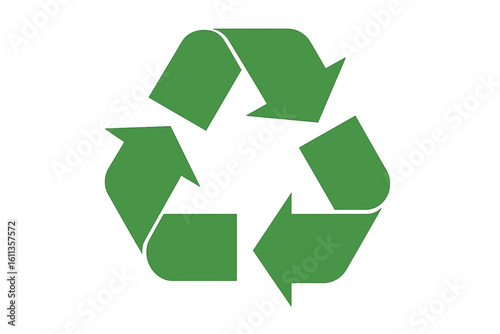 Green recycle icon with three rotating arrows forming recycling symbol, eco friendly sustainability emblem for waste management, reduce reuse recycle vector illustration