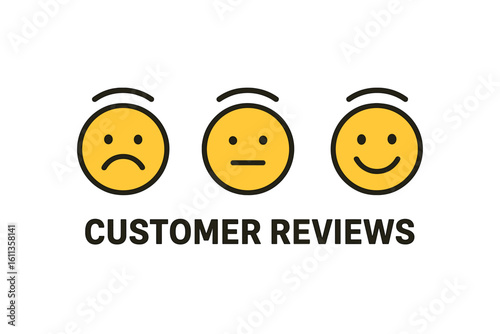Customer feedback rating scale with sad neutral happy emoticon faces, smiley satisfaction level icons, service quality evaluation survey, UX client satisfaction concept icon set