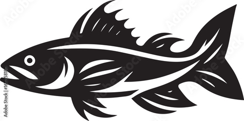 Minimal Black Fish Logo Vector – Silhouette Icon for Seafood and Fishing Brand Design