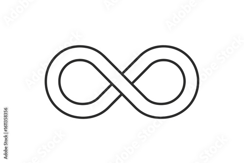 Infinite loop symbol outline icon. Continuous eternity ribbon Möbius strip. Minimal black infinity figure eight line vector illustration for limitless concept, continuity design