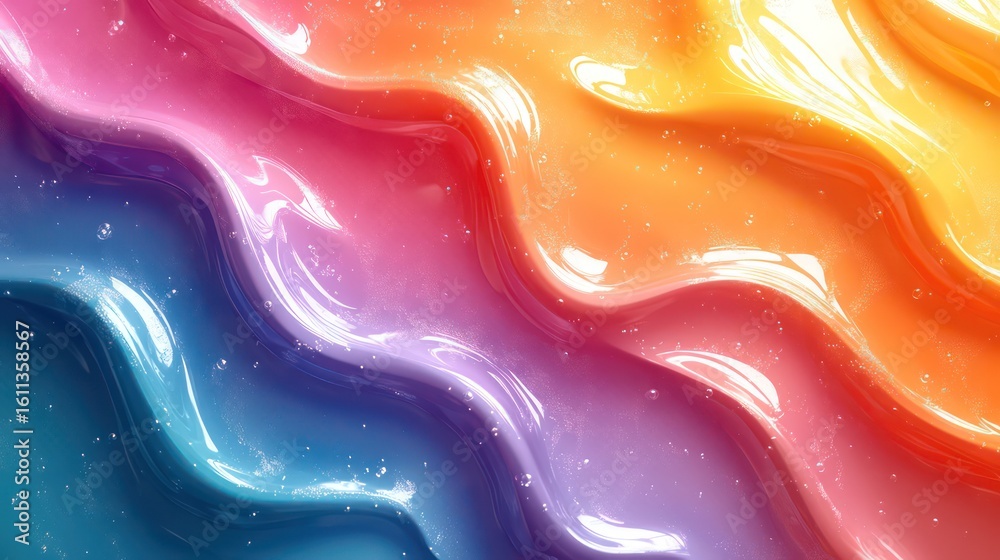 Obraz premium Abstract rainbow liquid shapes with smooth gradients and glossy, modern aesthetic.