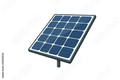 Solar panel isolated vector illustration, tilted photovoltaic module generating renewable green energy, clean electricity production concept, sustainable technology, eco power icon