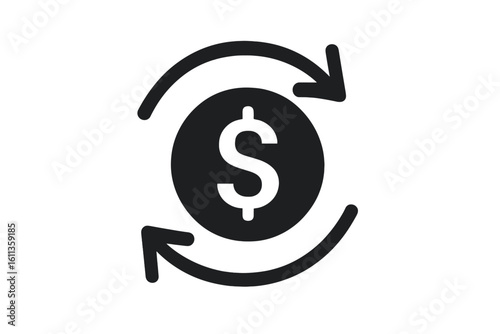 Money transfer icon vector dollar symbol circular arrows financial transaction payment UI mobile app web design illustration transparent background