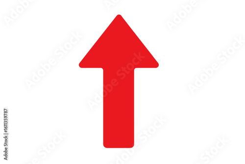 Red upward pointing arrow icon symbol. Simple clean direction navigation marker. Growth progress success concept vector graphic illustration design element