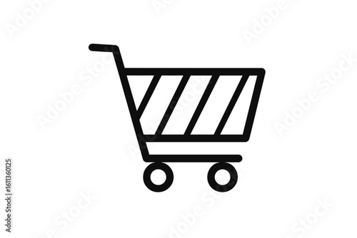Shopping cart icon vector transparent background. E-commerce retail basket symbol. Online store purchase buy button. Market trolley graphic design element illustration