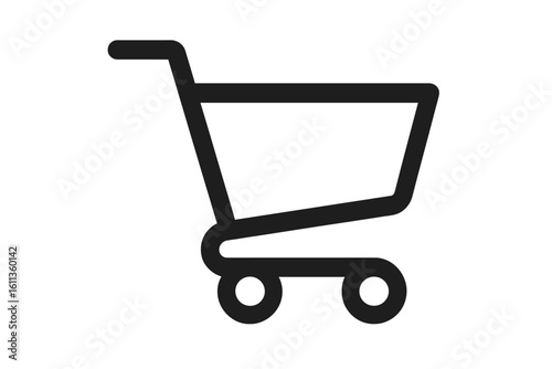 Shopping cart icon vector transparent background. E-commerce basket symbol for online store website. Retail purchase buy button graphic design element checkout