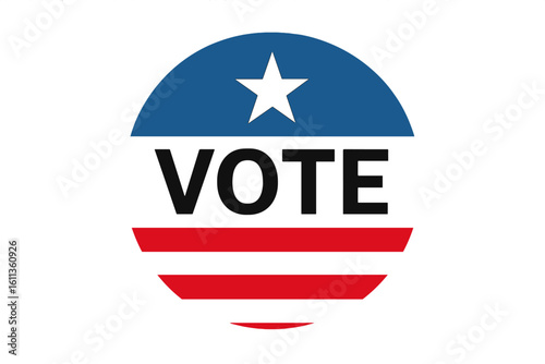 Vote icon symbol American flag colors star patriotic election democracy ballot button political campaign civic duty USA voting design vector illustration transparent
