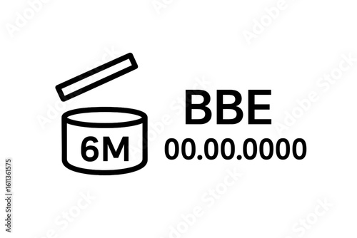 Cosmetic packaging concept best before date BBE marking storage period after opening jar bottle icon expiry label symbol product shelf life indicator vector design
