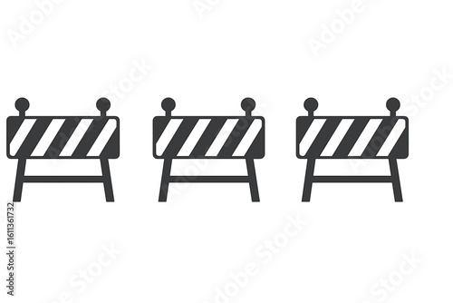 Construction barrier barricade icons seamless pattern, roadblock vector illustration, traffic barricades, under construction safety symbol isolated on transparent PNG background