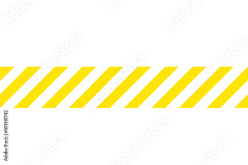 Yellow black caution tape seamless vector pattern with diagonal hazard stripes, industrial safety barrier for construction zones, roadwork danger cordon, warning line background