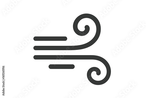 Wind blow breeze gust icon. Airflow swirl lines flat illustration. Meteorology forecast weather symbol for app UI, climate infographic, ventilation, clean energy concept vector.