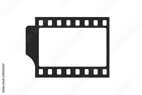 Single 35mm camera film frame template. Blank photo negative strip border for photography projects. Retro cinema movie slide. Vintage filmstrip vector illustration isolated.