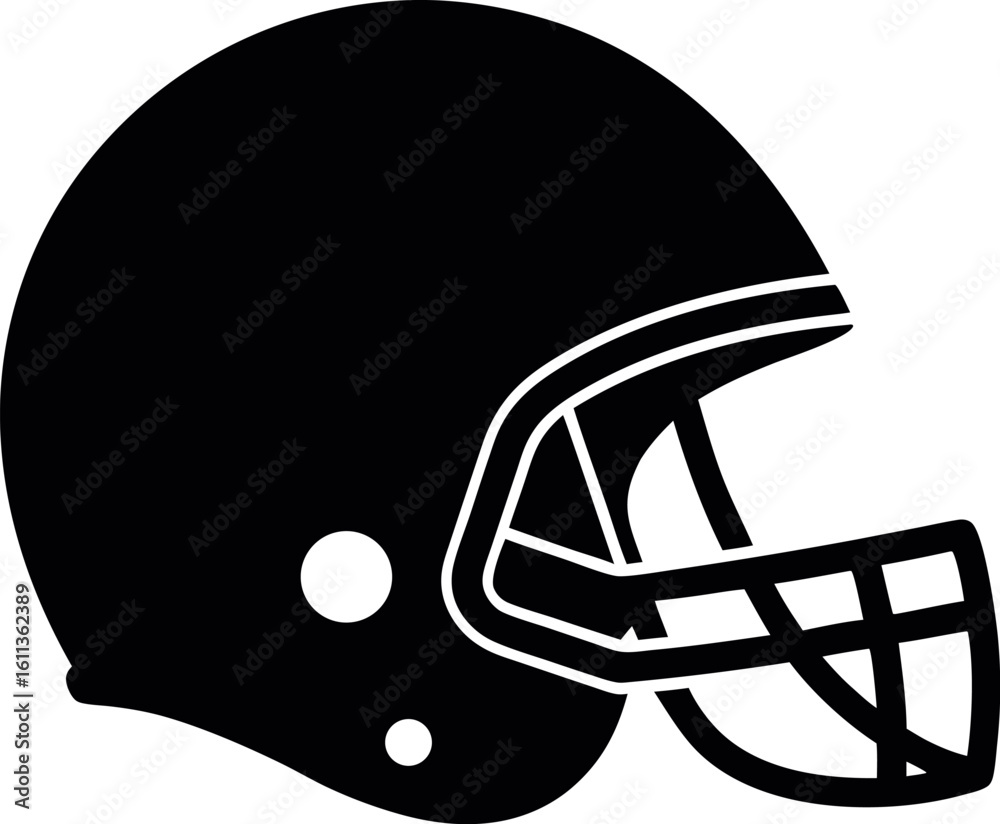 Naklejka premium american football helmet silhouette vector illustration, american football helmet black symbol