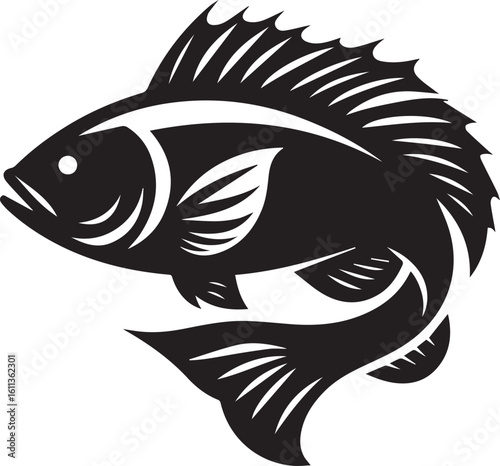 Black Fish Silhouette Vector Logo – Sea Animal Icon for Fishing, Marine, and Seafood Brands